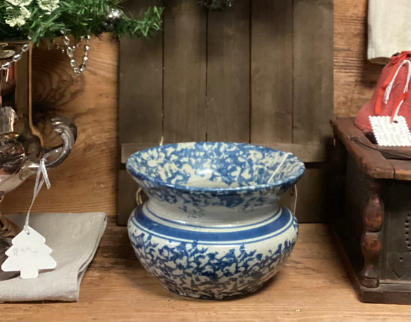 Blue Stoneware Spittoon Circa 1860