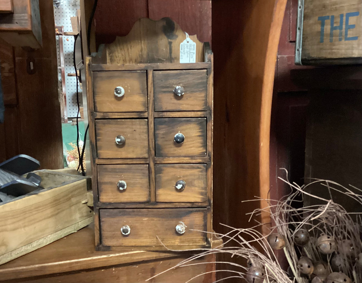 Vintage Wooden 7 Drawer Spice Cabinet