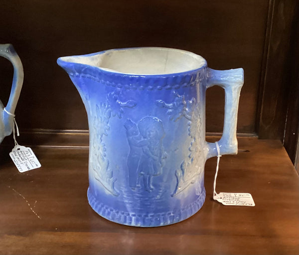 Antique Blue Stoneware Pitcher