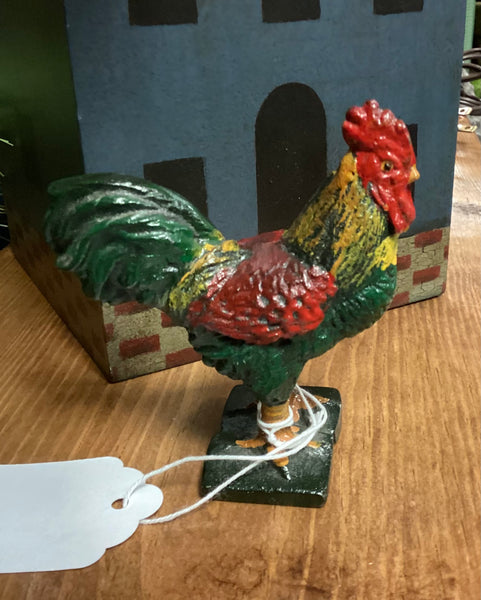 Vintage Painted Cast Iron Rooster Miniature