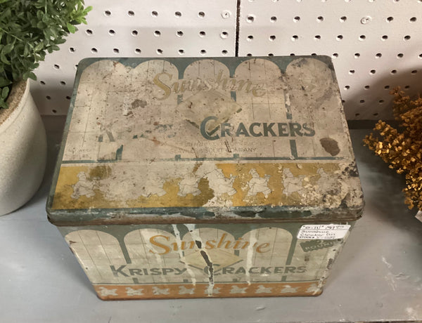Vintage Metal Sunshine Krispy Crackers Advertising Tin