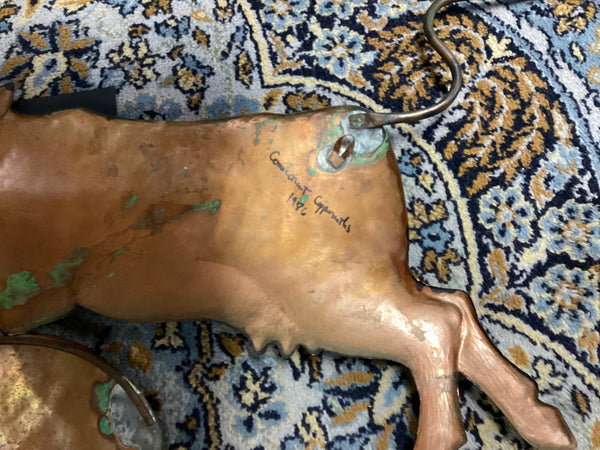 Copper Folk Art Trade Sign "The Cow Jumped Over the Moon"