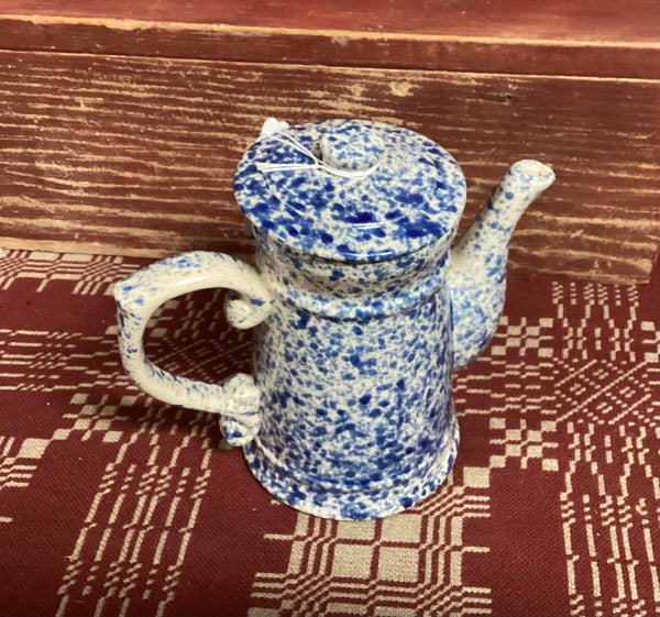 Blue & White Spongeware Coffee Pot
