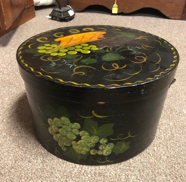Antique Round Wood Tole Painted Pantry Box
