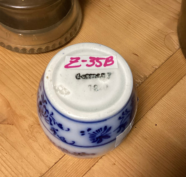 German Made Antique Blue & White Stoneware Allspice Crock