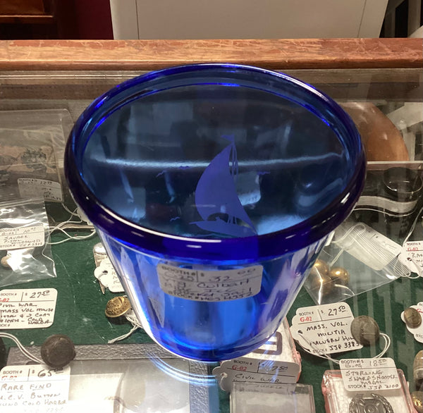 Hazel Atlas Ships Cobalt Blue Vintage Glass Ice Bucket