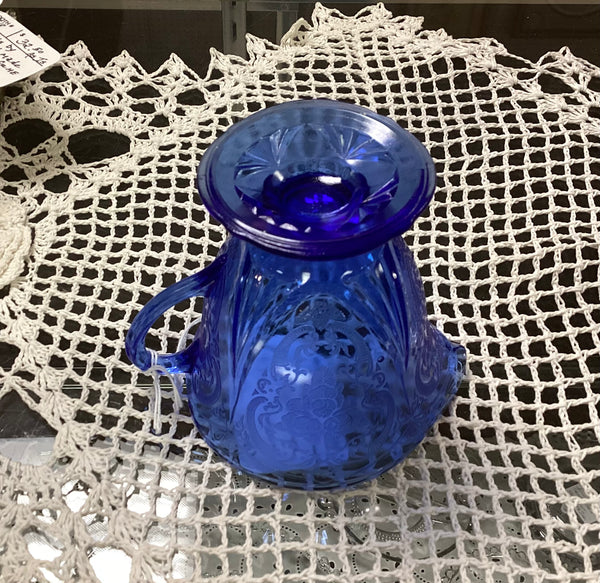 Hazel Atlas Royal Lace Cobalt Blue Depression Glass Creamer