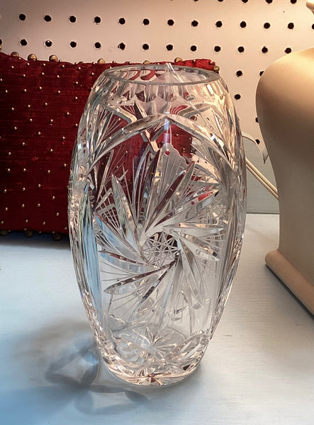 Czech Bohemia 24% Lead Crystal Pinwheel Vase