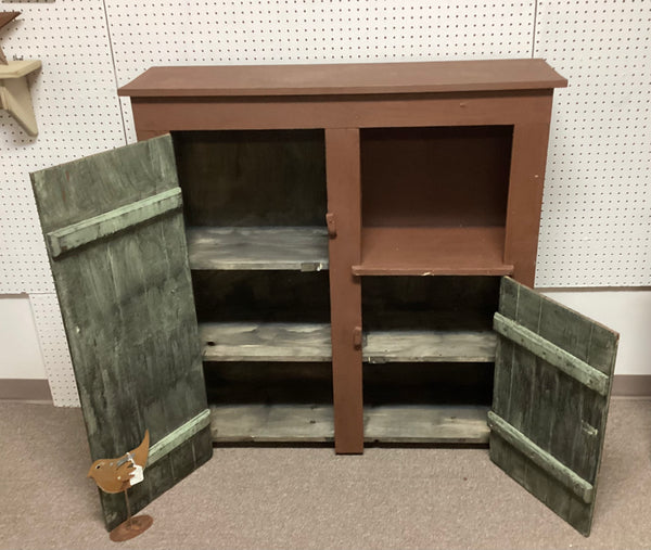 Painted Red Primitive Wooden Cupboard Made in Indiana