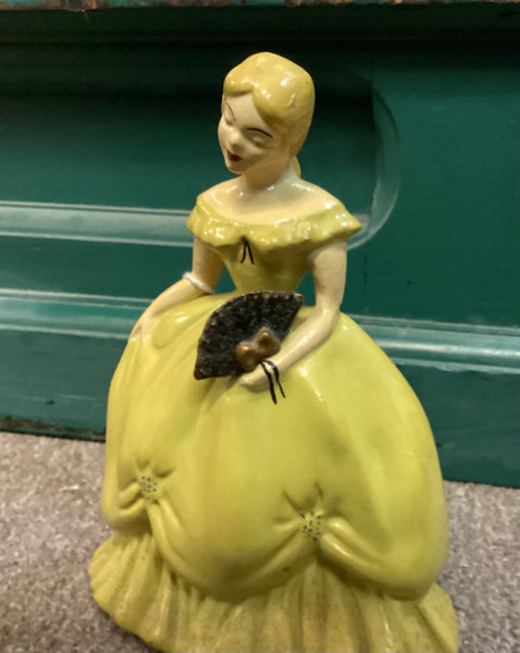 Vintage Hand Painted Chalkware Southern Belle Figure