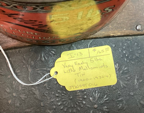 Antique Metal Advertising Tin 5 lbs Mellomints