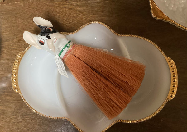 Vintage German Porcelain Bulldog Clothes Brush