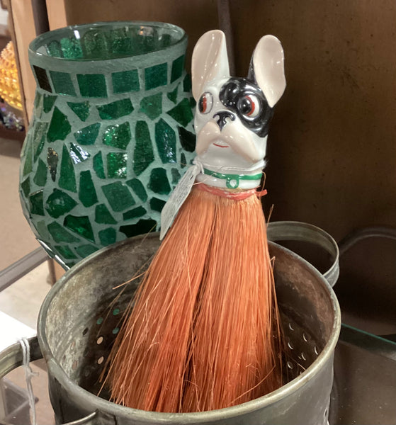 Vintage German Porcelain Bulldog Clothes Brush