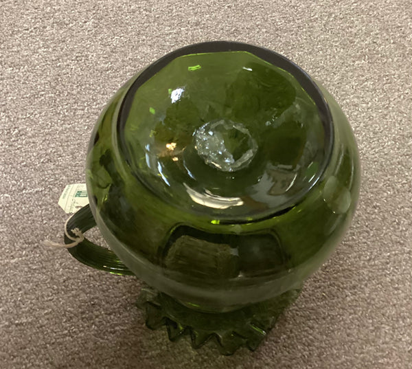 Hand Painted Enameled Blown Glass Pitcher