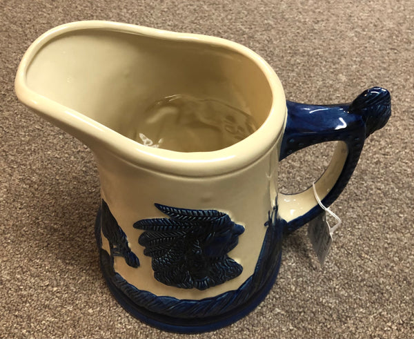 Old Sleepy Eye Pottery Pitcher Cobalt Blue & Cream