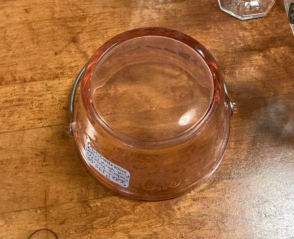 Fostoria Versailles Pink Glass Whipped Cream Dish w/ Handle
