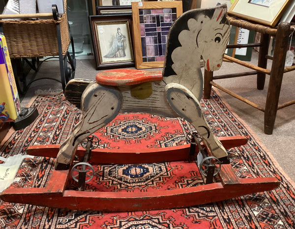 Painted Wooden Child's Rocking Horse