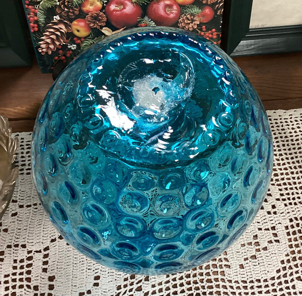 Fenton Vintage Blown Glass Blue Coin Dot Pitcher
