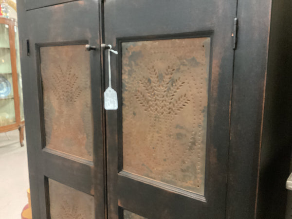 Primitive Style Wheat Tin Pie Safe