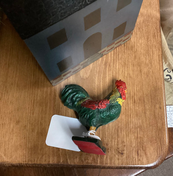 Vintage Painted Cast Iron Rooster Miniature