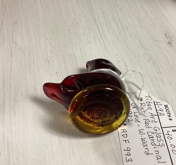 Titan "Cardinal of Love" Miniature Ruby Amberina Art Glass Figurine
