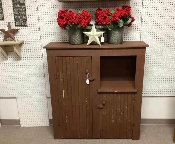 Painted Red Primitive Wooden Cupboard Made in Indiana
