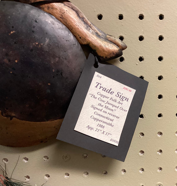 Copper Folk Art Trade Sign "The Cow Jumped Over the Moon"