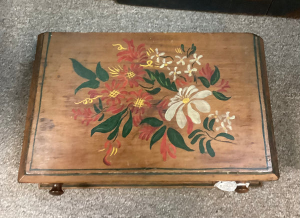 Hand Painted Wooden Box w/ Drawer