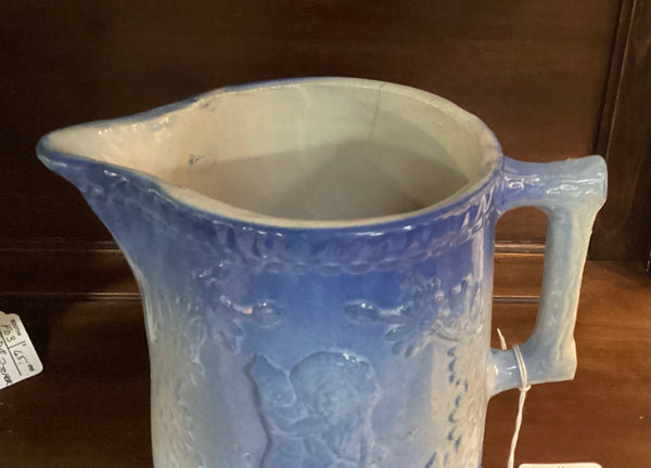 Antique Blue Stoneware Pitcher