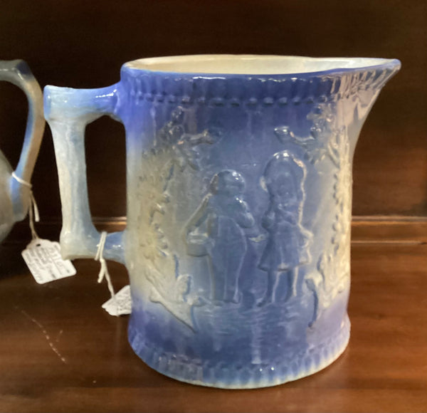 Antique Blue Stoneware Pitcher