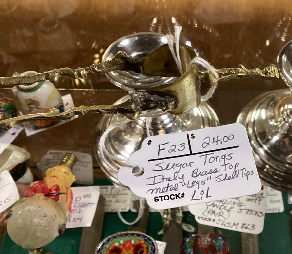 Brass Sugar Tongs w/ Shell Tips