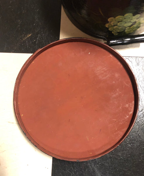 Antique Round Wood Tole Painted Pantry Box