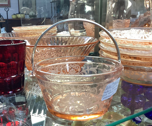 Fostoria Versailles Pink Glass Whipped Cream Dish w/ Handle