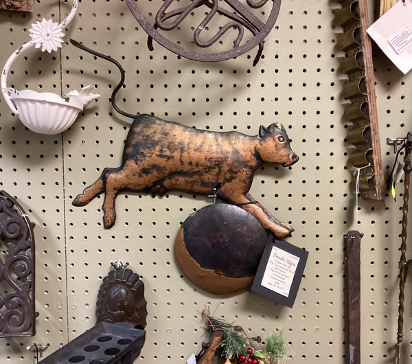 Copper Folk Art Trade Sign "The Cow Jumped Over the Moon"