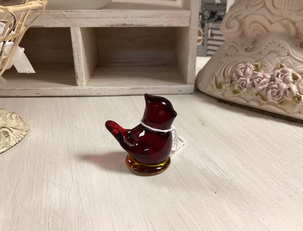 Titan "Cardinal of Love" Miniature Ruby Amberina Art Glass Figurine