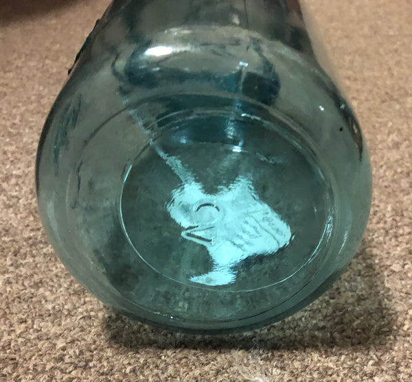 Safe Seal Blue Glass Canning Jar w/ Wire Clamp & Glass Lid