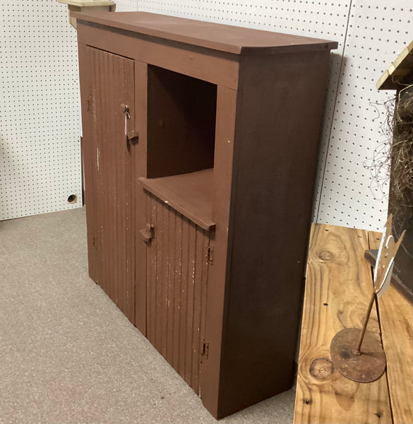 Painted Red Primitive Wooden Cupboard Made in Indiana