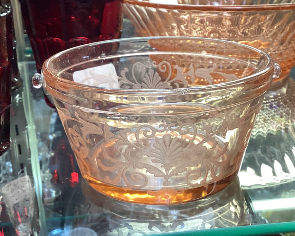 Fostoria Versailles Pink Glass Whipped Cream Dish w/ Handle