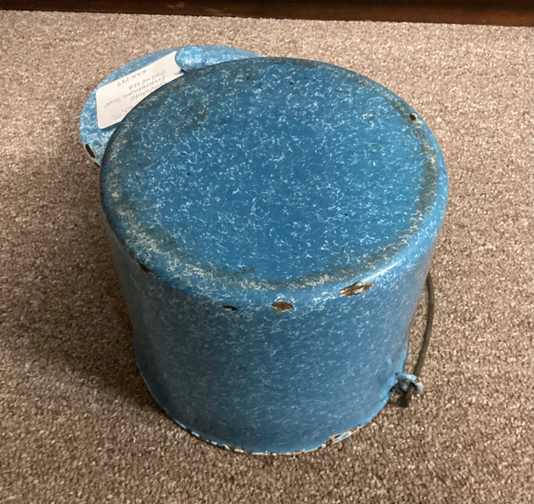 Blue Enamelware Covered Pail w/ Bail Handle