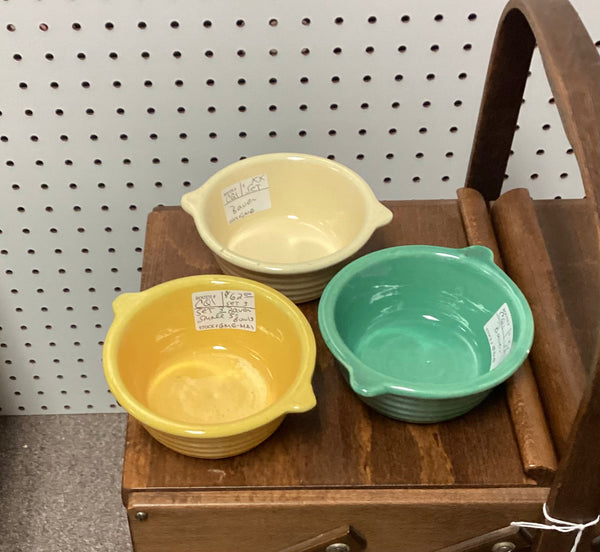 3-Piece Set Vintage 5" Bauer Pottery Lug Handled Bowls