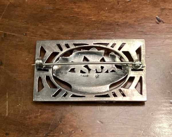 Vintage 1930 Marcasite & Sterling Silver Brooch by Harry Iskin