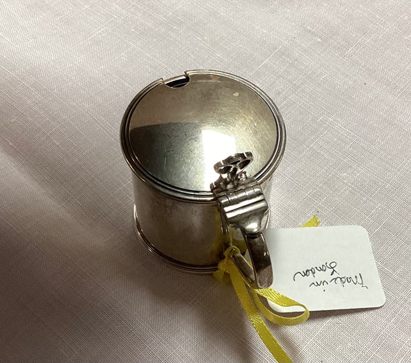 Antique English Silver Mustard Pot with Cobalt Liner
