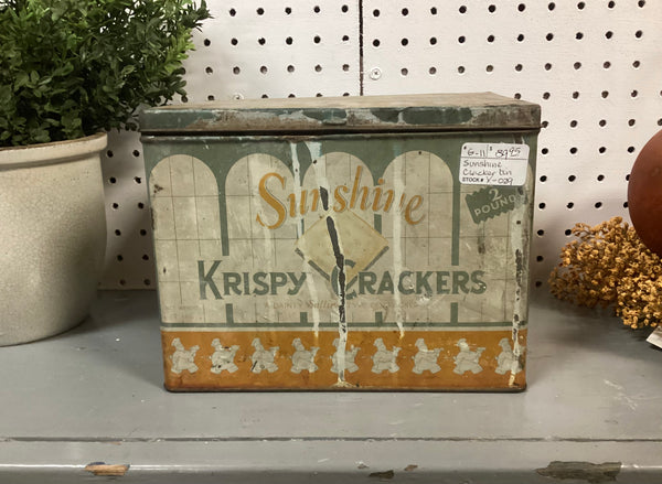 Vintage Metal Sunshine Krispy Crackers Advertising Tin