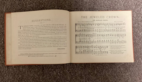 First Edition-1891 "The Jeweled Crown" Sunday School Music Book