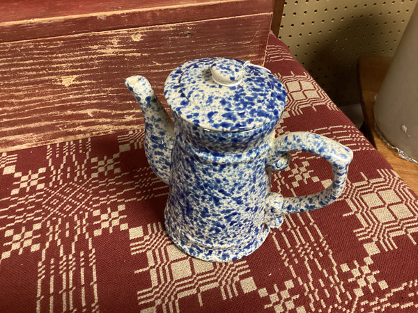 Blue & White Spongeware Coffee Pot