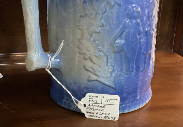 Antique Blue Stoneware Pitcher