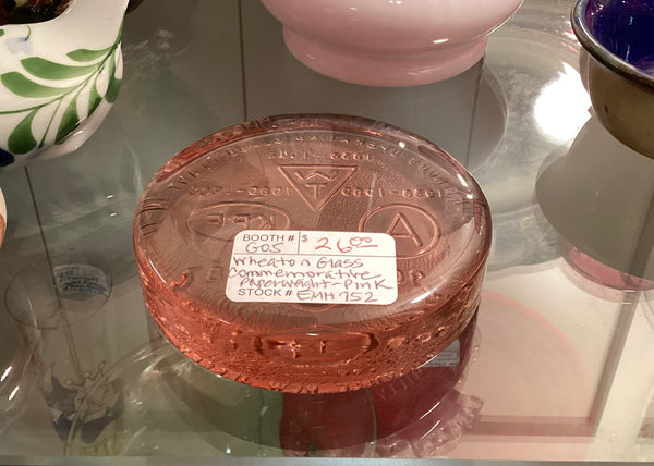 Wheaton Pink Glass Commemorative Paperweight