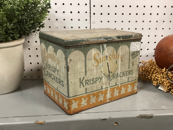 Vintage Metal Sunshine Krispy Crackers Advertising Tin