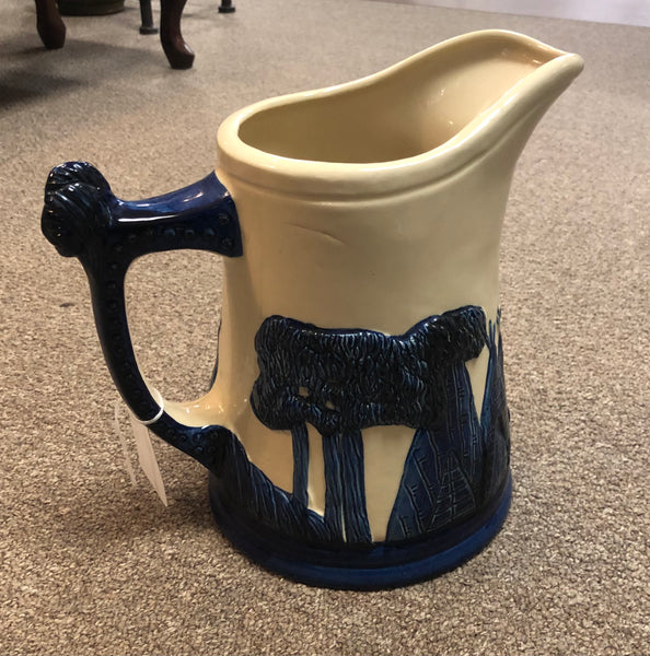 Old Sleepy Eye Pottery Pitcher Cobalt Blue & Cream