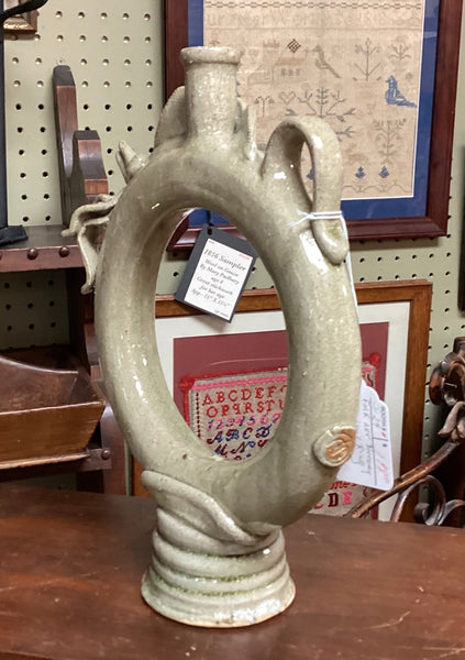 Folk Art Pottery Chicken Ring Jug